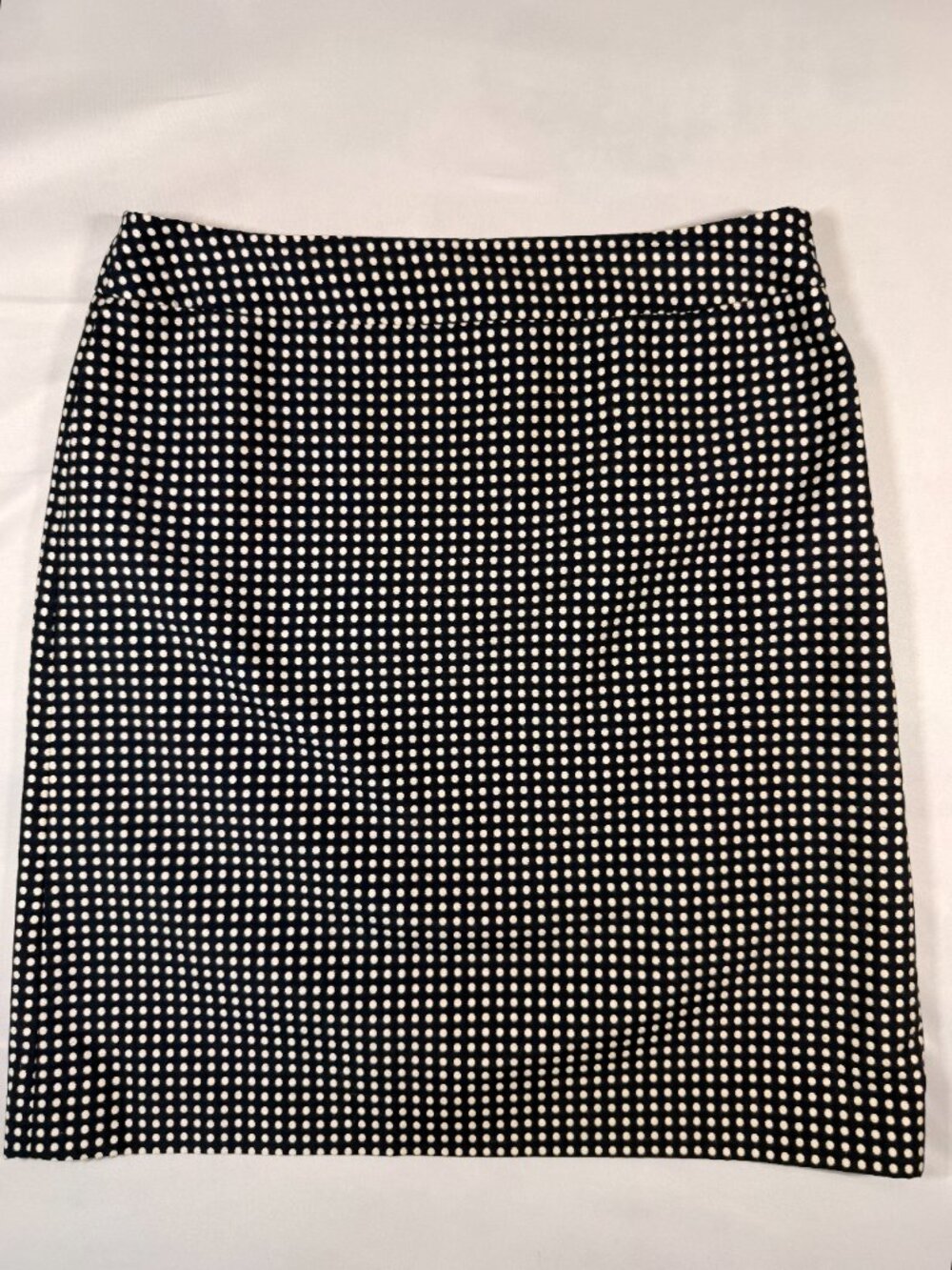 Ann Taylor Size 10 Black Cream Polka Dot Pencil Skirt